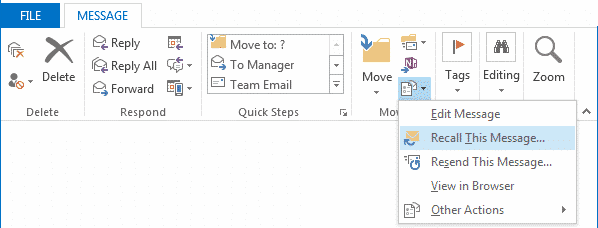 recall an email in outlook for mac 2016